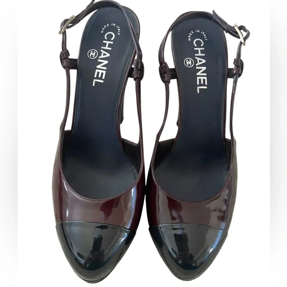CHANEL Women's Black and Dark Brown Heels